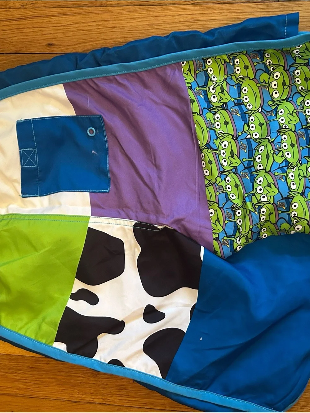 Disney Toy Story Patchwork Boys Swim Shorts in Blue, Green, Purple